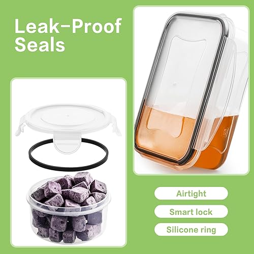 Miniatura 3 de HOMBERKING Juego de 16 recipientes de almacenamiento de alimentos con tapas a presión (8 tapas + 8 recipientes), recipientes de plástico herméticos
