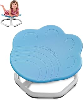 Silla Giratoria Sensorial para Niños, Carrusel Autista Niños, Sensorial Giratoria Autismo, Asiento Giratorio de 360°, Coordinación y Equilibrio Físico (Pata de Gato, Azul)