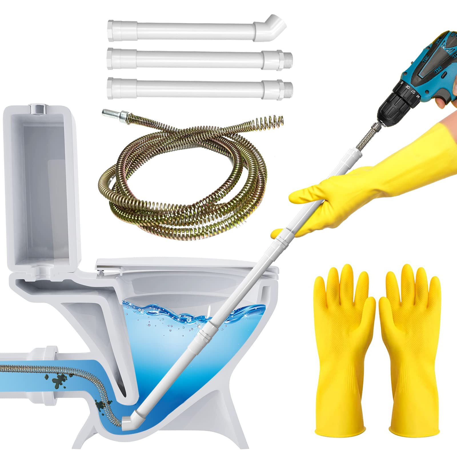 Buy Toilet Snake Auger with Electric Drill Adapter, Drain Dredging