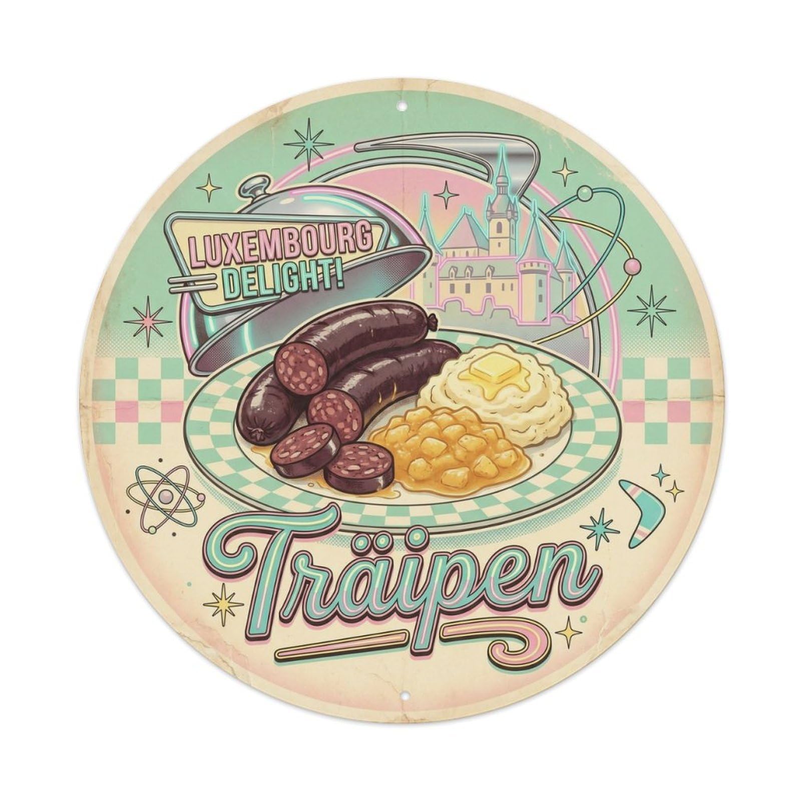 Luxembourg Traipen Blood Sausage Cuisine Classic Metal Tin Sign