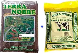 Kit Terra Adubada 5Kg + Adubo Orgânico de Curral 1Kg Terra Nobre - Plantas - Hortas - Plantação