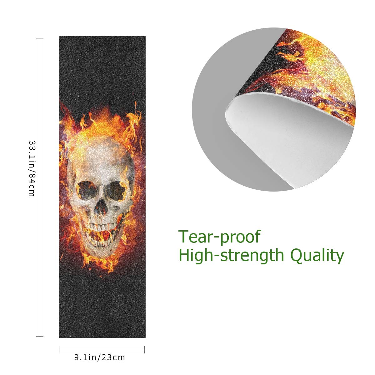 Grip Antidérapant Satanic Skull – 22,9 X 83,8 Cm, Papier De Verre, Pour Skateboard, Cruiser, Scooter