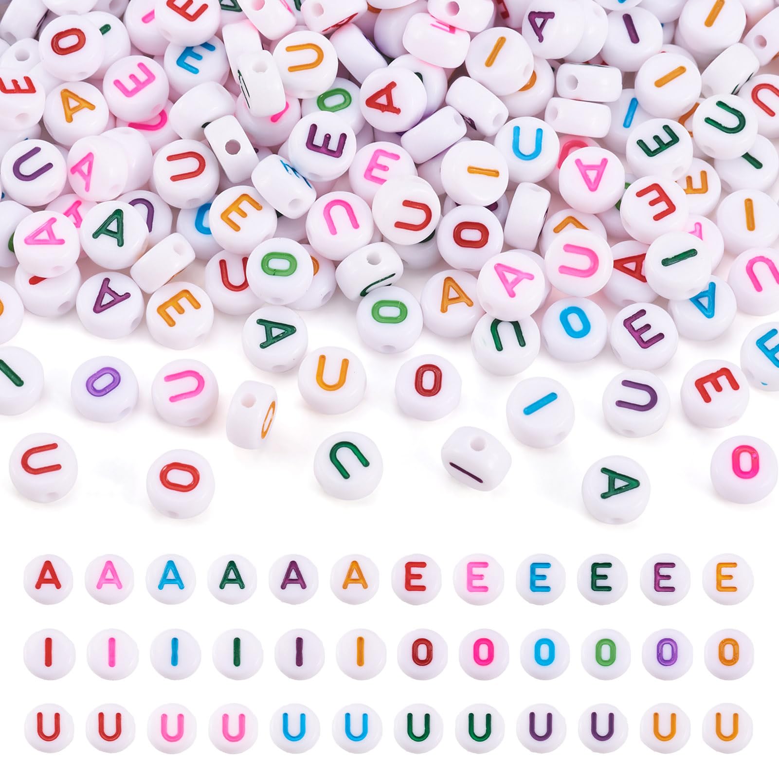 1200 Perline Acriliche Con Lettere Alfabeto, Glitterate, 7 Mm, Piatte E Rotonde, 6 Colori, Per Bracciali Con Nome E Gioielli Fai Da Te
