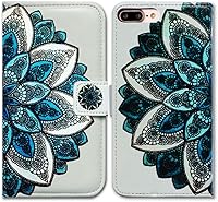 Vista 10 de Bcov - Funda para iPhone 7 Plus/iPhone 8 Plus, diseño circular de colores magníficos con tarjetero y función atril para iPhone 7 Plus/iPhone 8 Plus