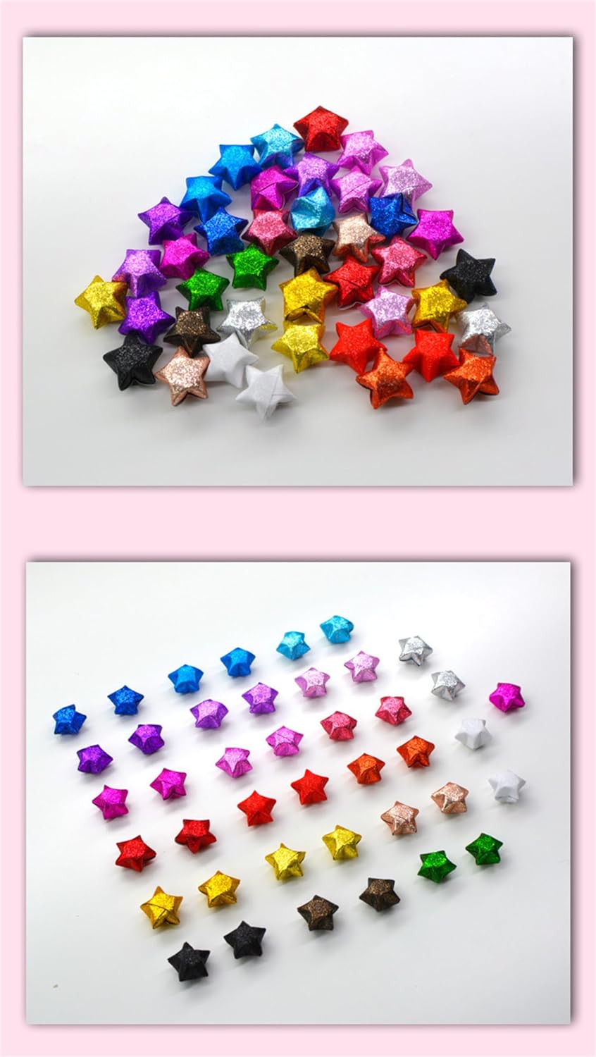 1040 Sheets Origami Star Paper Glitter Stars 7 Colors of Cute Strips Lucky Star Decoration Folding Paper for DIY Hand Art Supplies (7color- 1040 sheets)