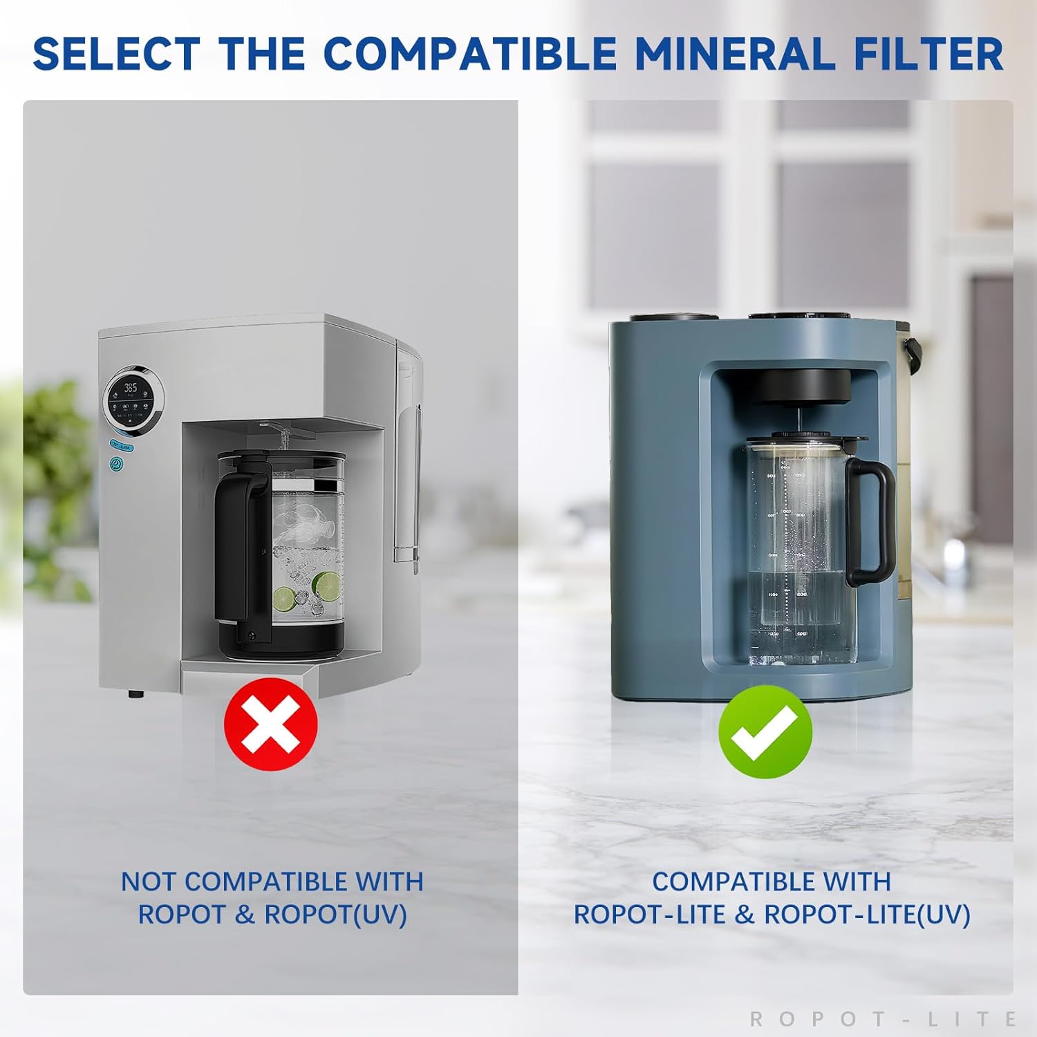 ROPOT-LITE Mineral Filter Set Compatible with Bluevua RO100ROPOT-Lite and RO100ROPOT-Lite(UV) Alkaline Remineralization Filters (4 Pack）
