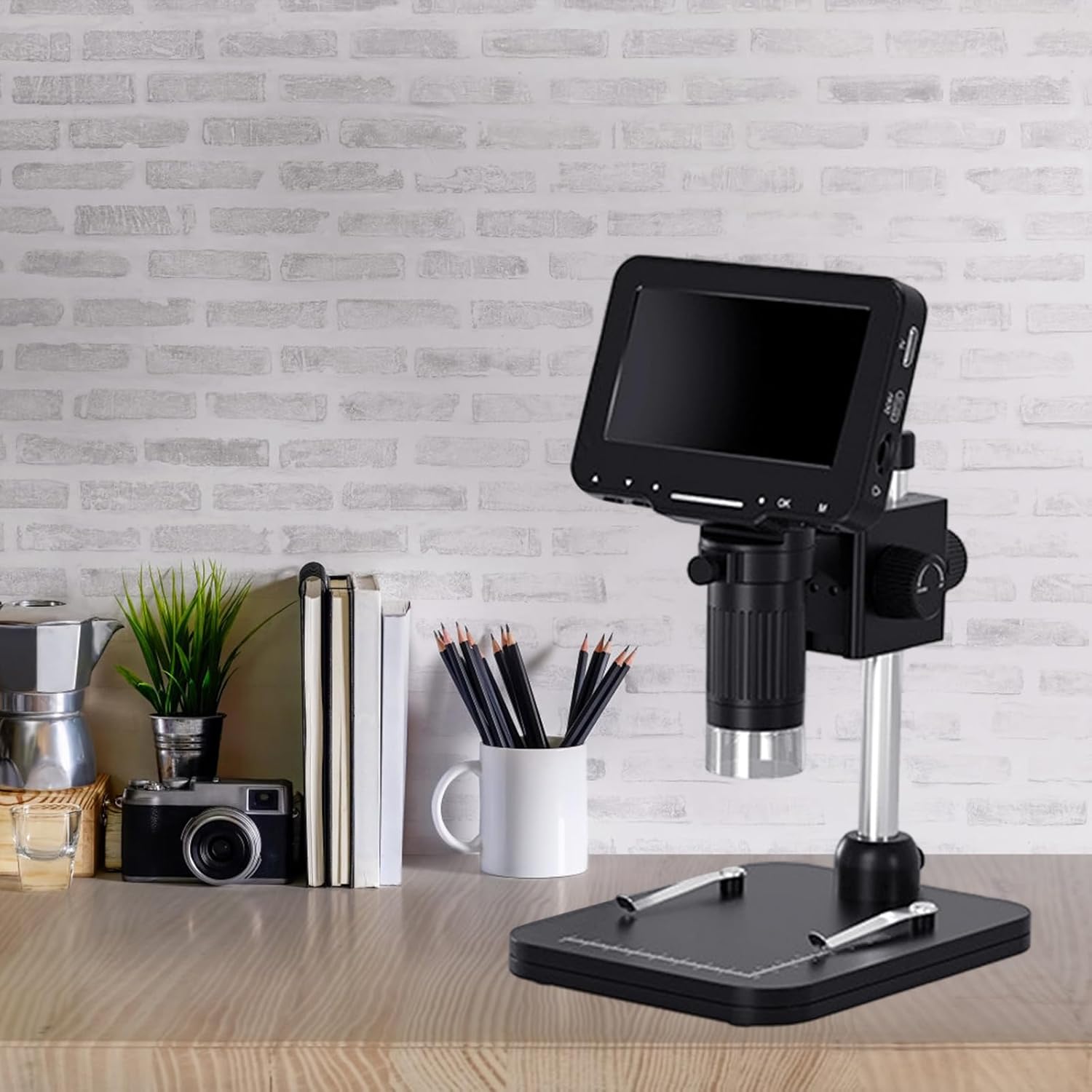 LCDデジタル顕微鏡4.3インチスクリーン720pビデオレコーダー1-1000X拡大コイン顕微鏡拡大機能