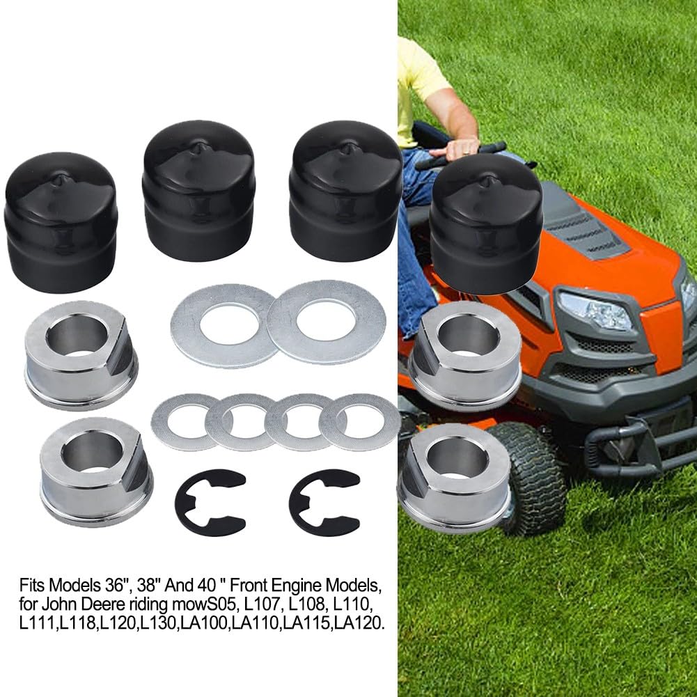 Kit Roulements De Roue Avant 532009040 - Compatible Tondeuses John Deere - 4 Roulements + Rondelles + Clips