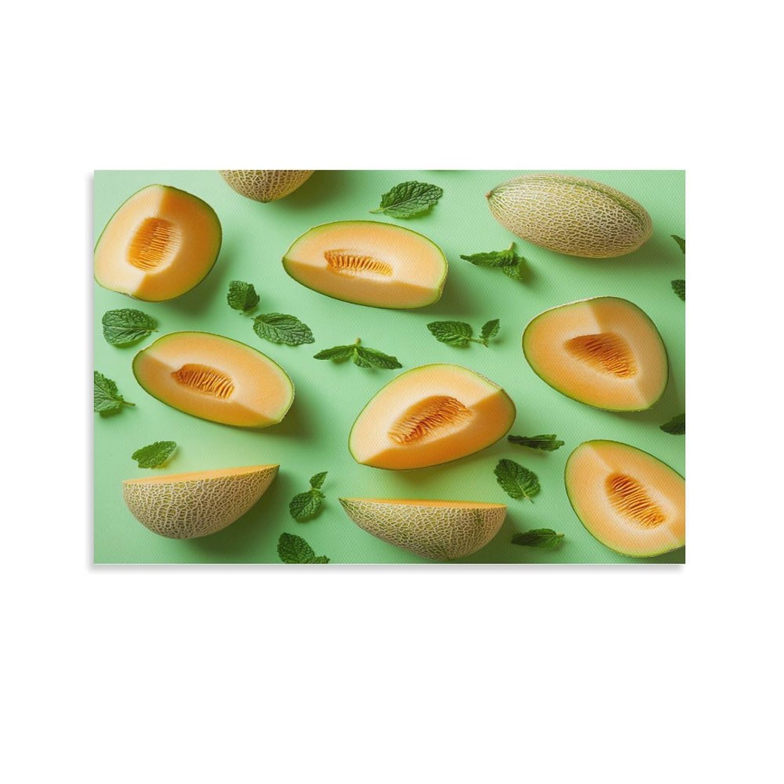 CPLVKWRQJ Fresh Melon Slices Individual Natural Summer Fruit Style Canvas Wall Hanging - Office Wall Focal Art Fade Resistant Statement Piece Decor 20x30inch(50x75cm)