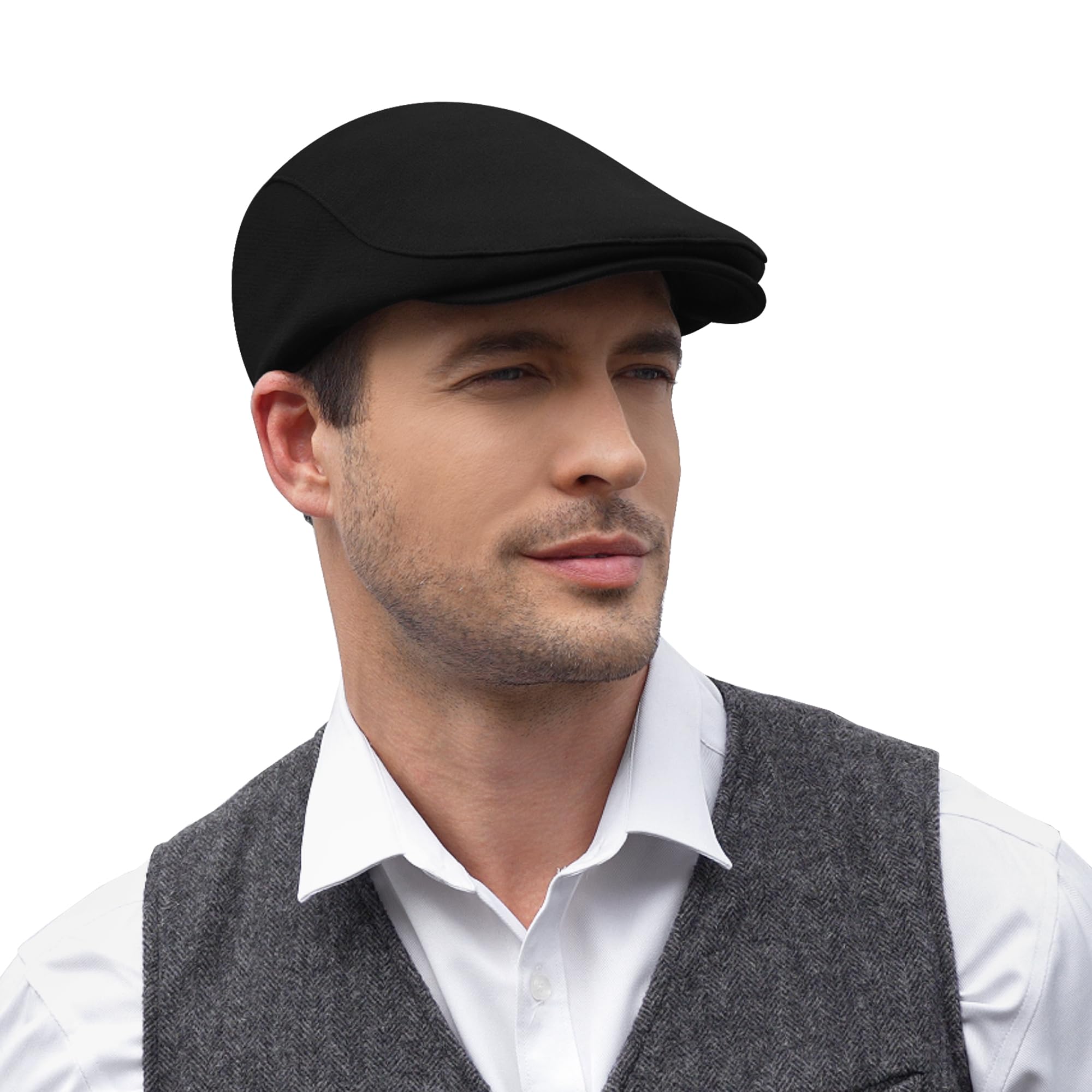KUJUHA Mens Newsboy Cap Cotton Flat Ivy Gatsby Newsboy Hat Driving Hat Irish Cabbie Hunting Caps Winter Hat