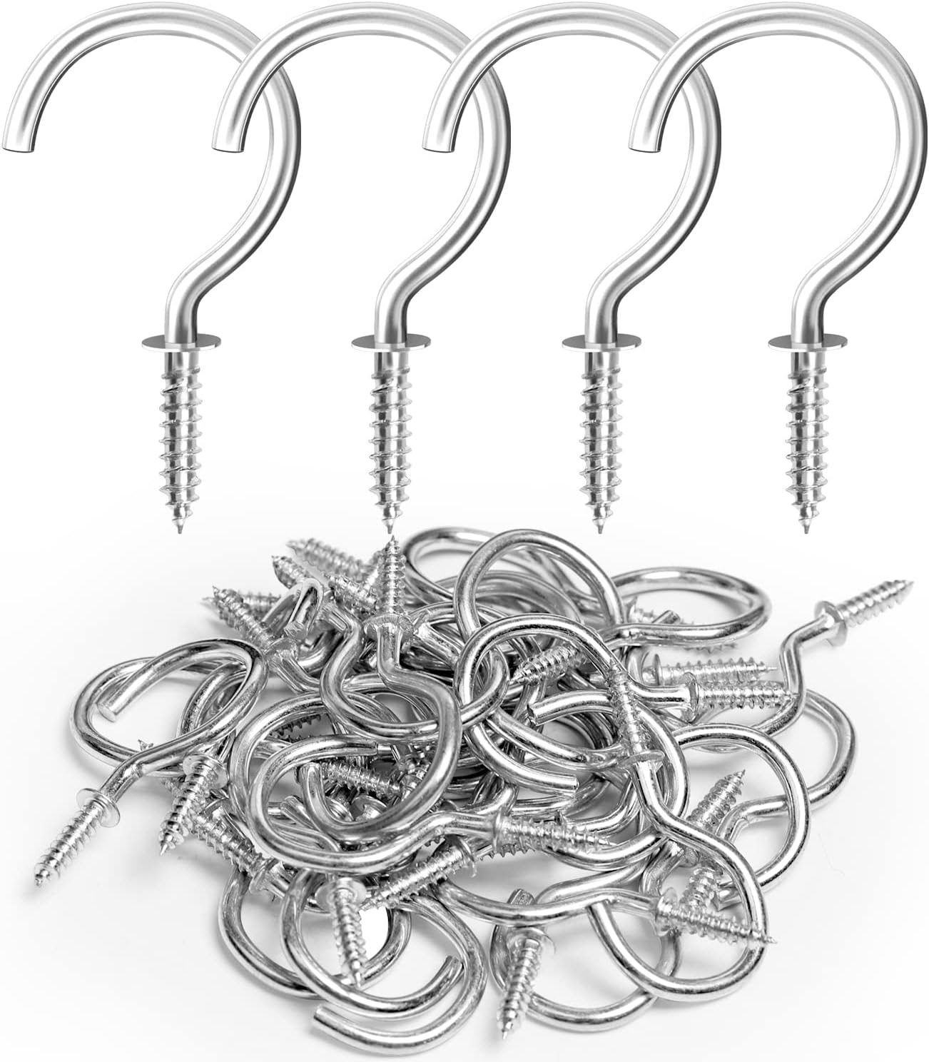 50 Pcs Screw Hooks, RELBRO 11/4 Inch Silver Cup Hooks Screw in Mug