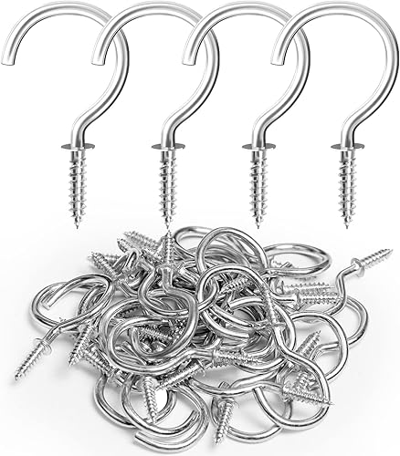 Miniatura 10 de RELBRO Ganchos de tornillo, ganchos de metal de 1-1/4 pulgadas para tazas, bronce, 50