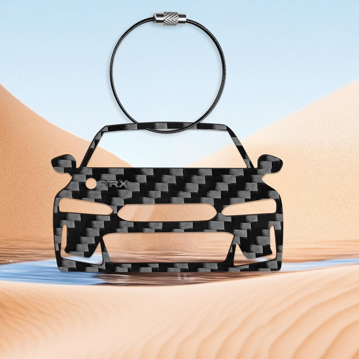 Genuine Carbon Fiber Creative EDC Car Keychain Compatible with Honda 11th Gen Civic Type R FL5 2023 2024 2025 Leather Key Ring CNC Precision Cut Gift for Car Enthusiasts