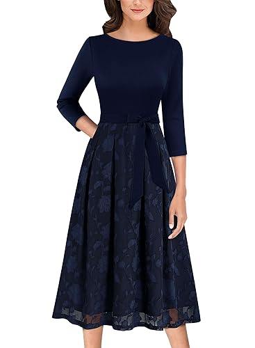 VFSHOW Womens Elegant Pockets Belted Work Business Office Casual Party