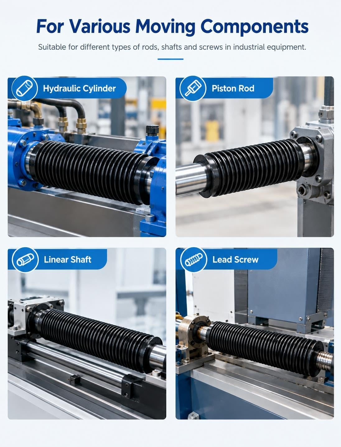 Soufflet Protection Vérin Hydraulique, Flexible Oil Resistant Rod Cover
