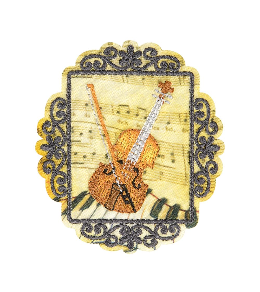 Écusson thermocollant Vintage Violon MDC patch brodé musique pour customisation vêtement