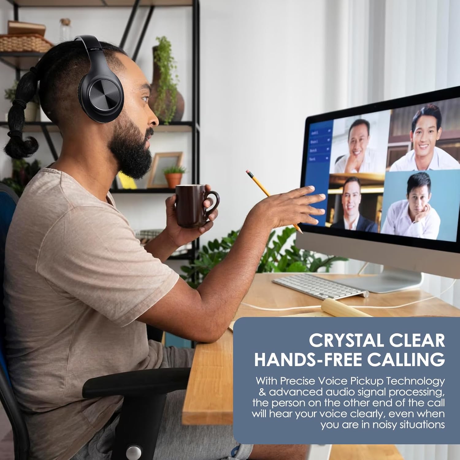 JH-ANC923 Active Noise Cancelling, Wireless Headset Foldable Over-Ear Bluetooth Headphone with Mic Hi-Fi Stereo Deep Bass