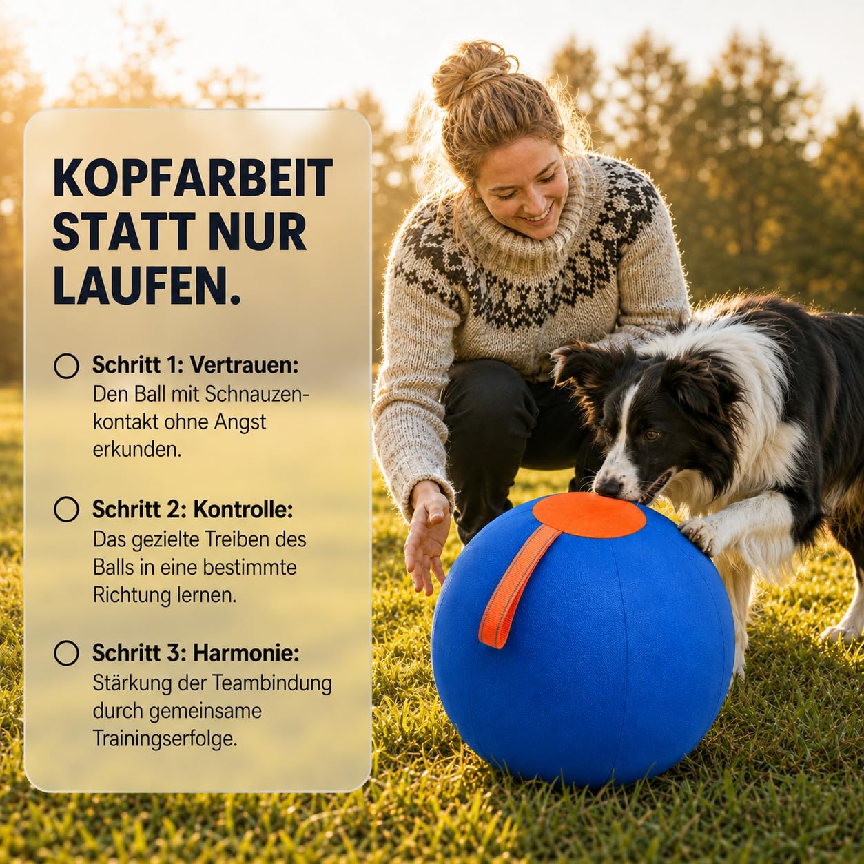 Herding Ball für Hunde Bissfest - Hütespielball Hundespielzeug Groß für Hütehunde, Schäferhunde & Aussies - Robuster Hundeball mit Stoffbezug & Tragegriff, Geeignet für Garten & Pool (C,55 cm)