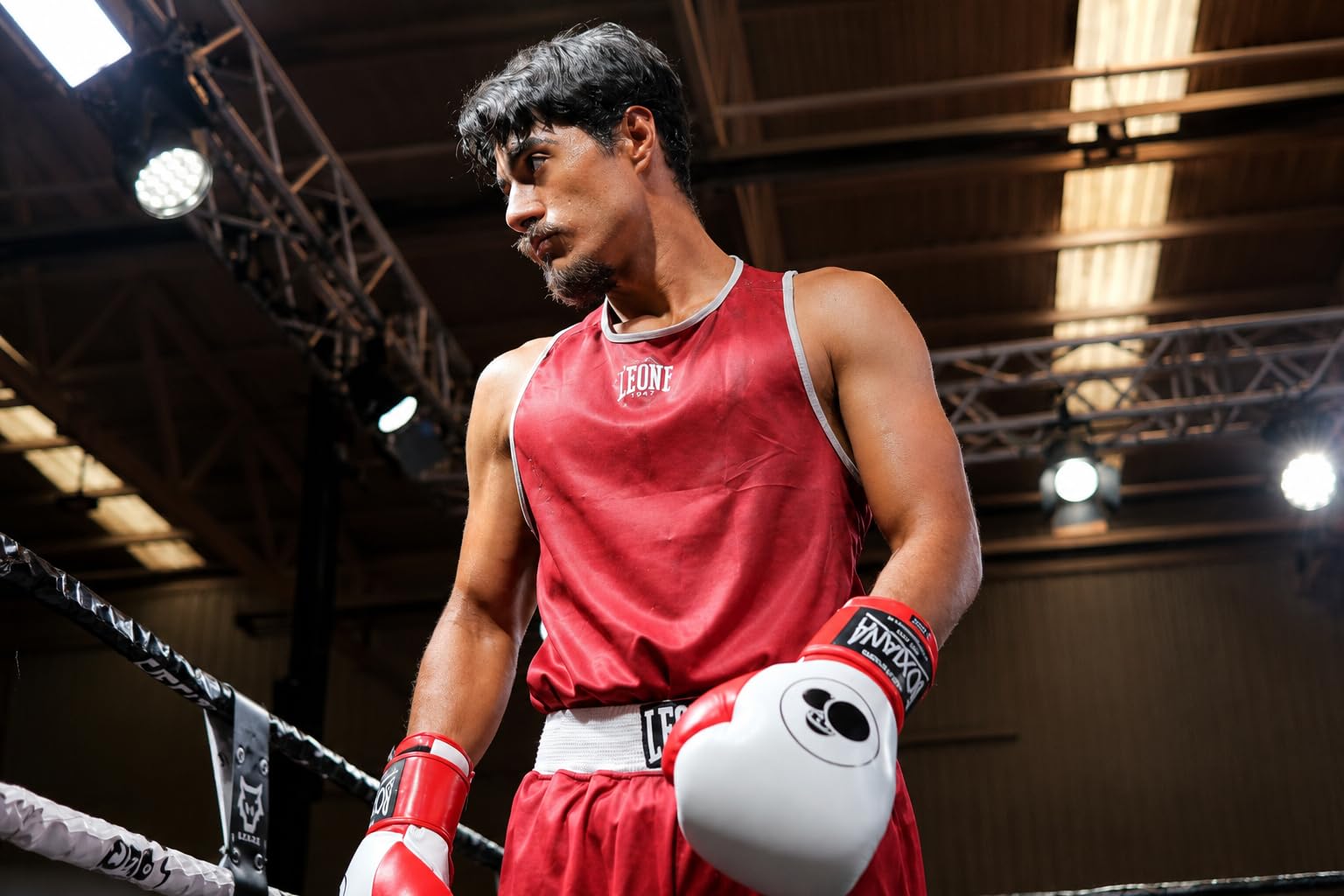 Guantes de Boxeo First Round White & Red, 14 Onzas