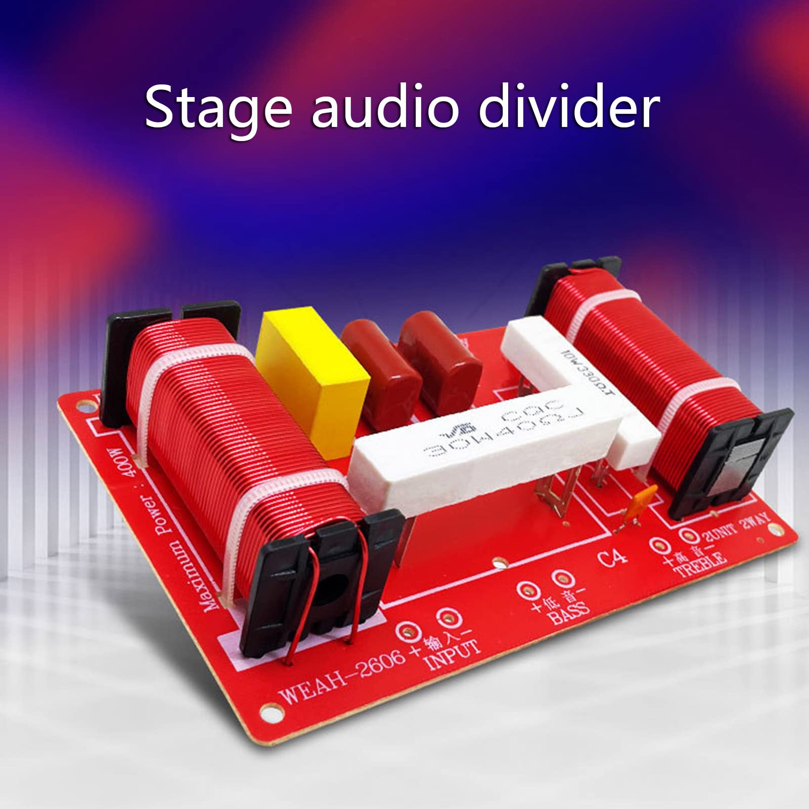 Diarypiece 400W Adjustable Speaker Treble/Bass Audio Frequency Divider, 2 Way Crossover Filter