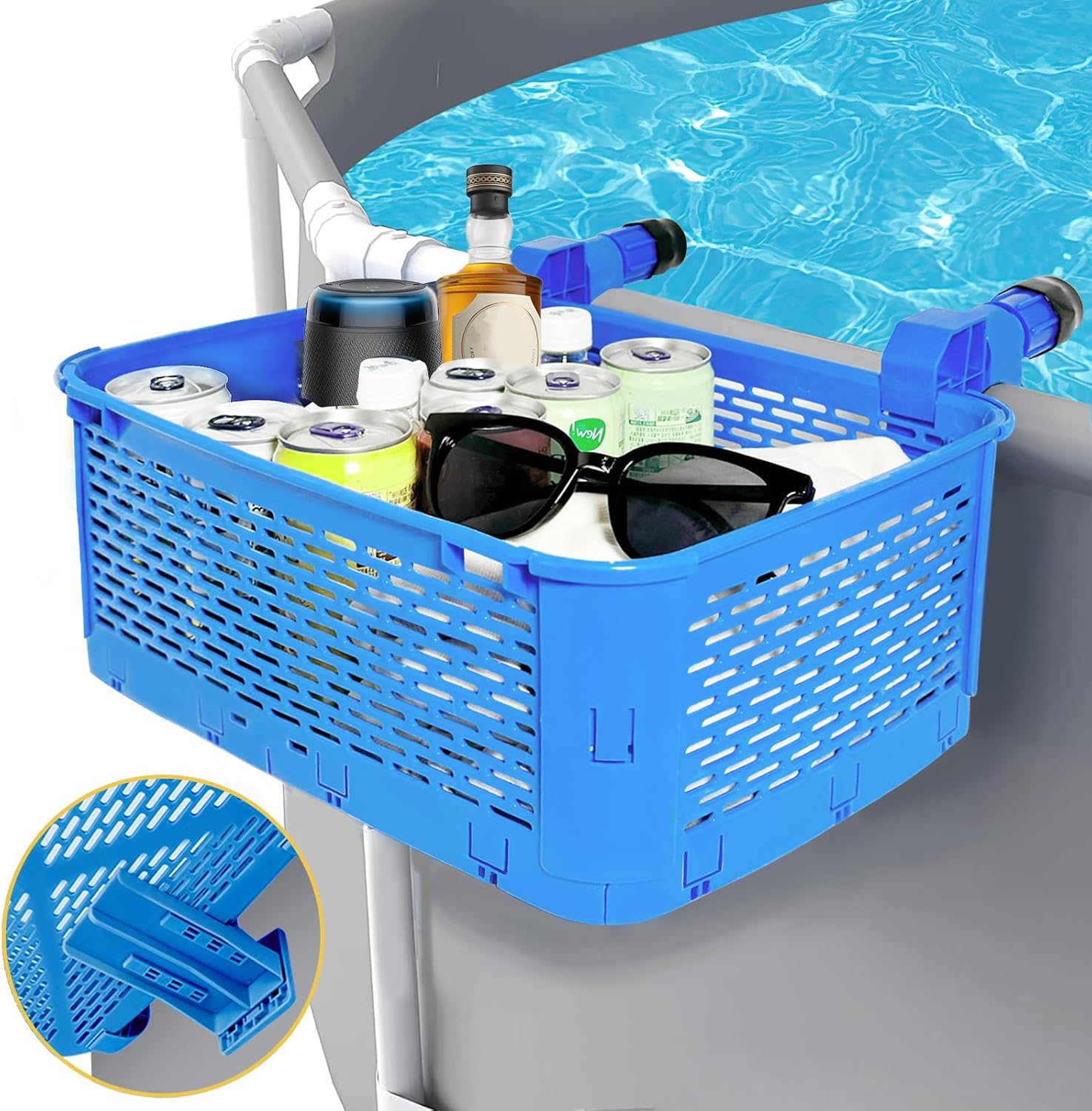 Amazon.com: Nlfdbfsh Poolside Storage Basket, Adjustable Pool Toys ...