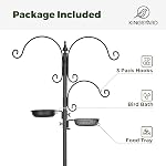 Kingsyard Bird Feeding Station Kit - 85 Inch Bird Feeder Pole with 5-Prong Base, Bird Feeder Stand for Outdoors Hanging Bird Feeders, Upgraded in Stability, Black