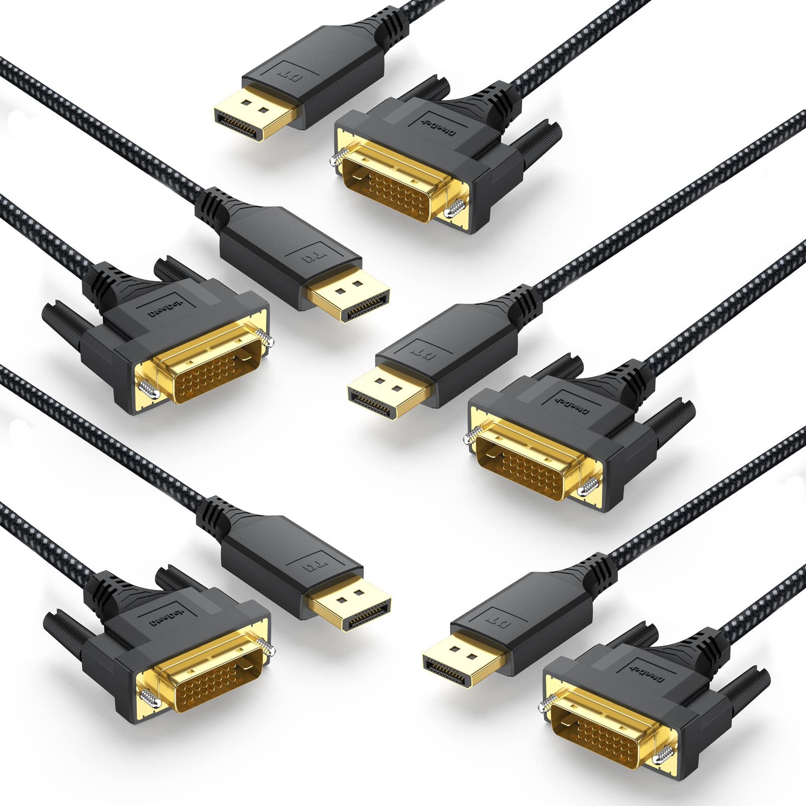 Cavo da DisplayPort a DVI, 1,8 m, confezione da 5 pezzi, cavo adattatore DP DisplayPort a DVI D, cavo adattatore maschio a maschio, per monitor, desktop, laptop, proiettore, HDTV, compatibile