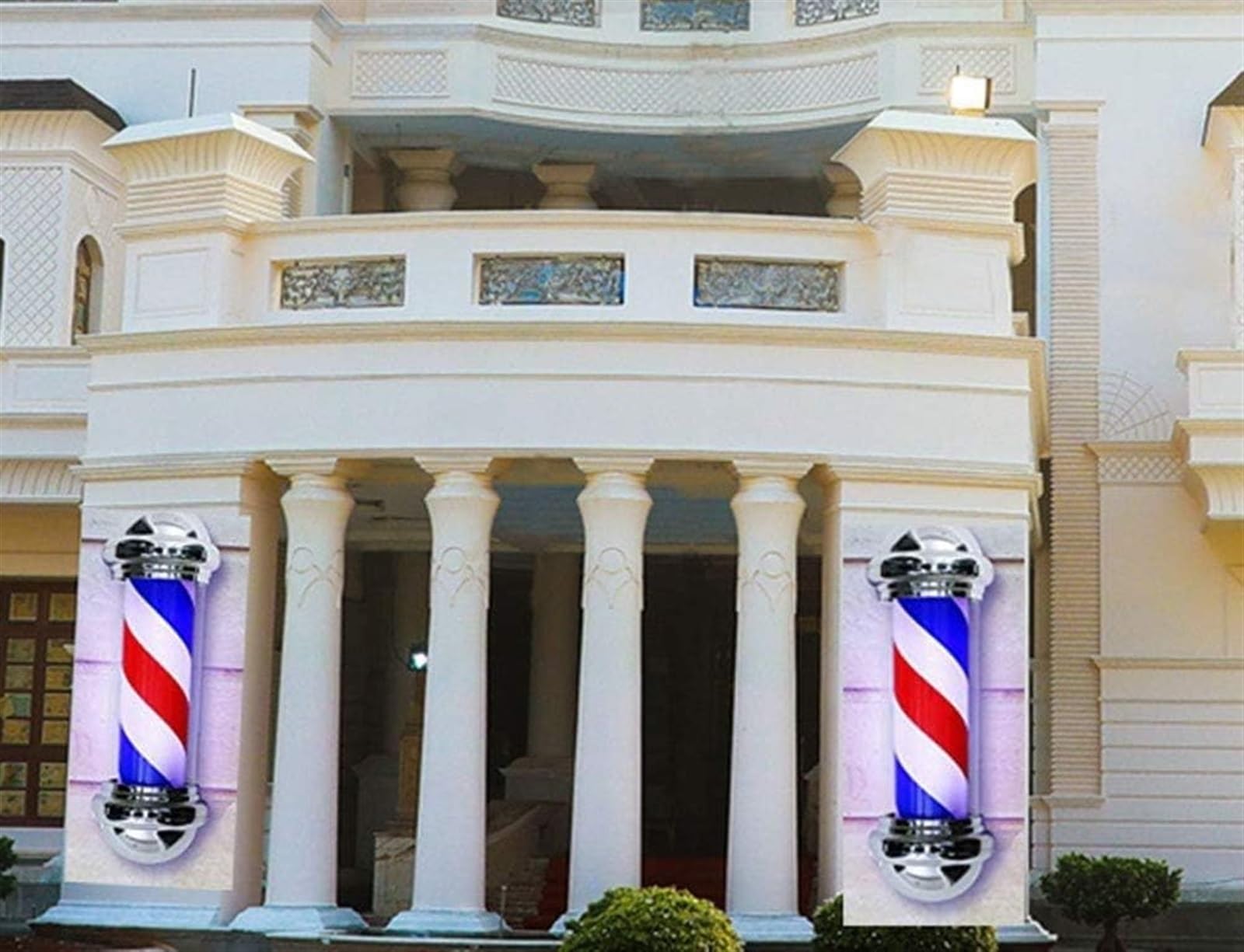 Salón Giratorio, barbería, Cartel Abierto, Poste, Tiras Rojas, Blancas y Azules con luz de Globo Brillante, lámpara montable en Pared