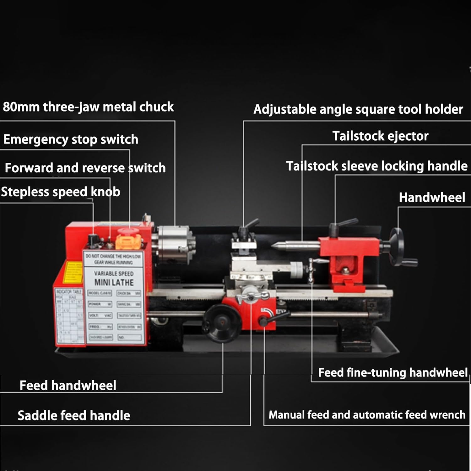 30.7x12.2x12.6in Micro Desktop Metal Lathe, Maximum Processing Length 13.78in, Stepless Speed Regulation, Household Desktop Small Metalworking Lathe, 550W 220V