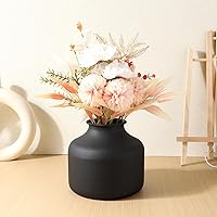 Vista 7 de Happyyami Florero de metal mate seco para flores, arreglo floral, soporte para macetas, floreros de brotes de flores, maceta para el hogar, mesa