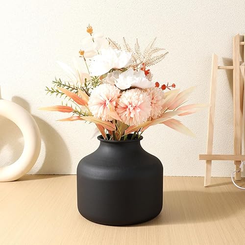 Miniatura 8 de Happyyami Florero de metal mate seco para flores, arreglo floral, soporte para macetas, floreros de brotes de flores, maceta para el hogar, mesa,