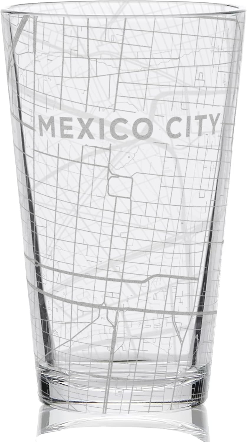MEXICO CITY MEXICO Engraved City Street Map 16oz Beer Pint Glass | Perfect Drinking Gift Idea & Unique Decor!