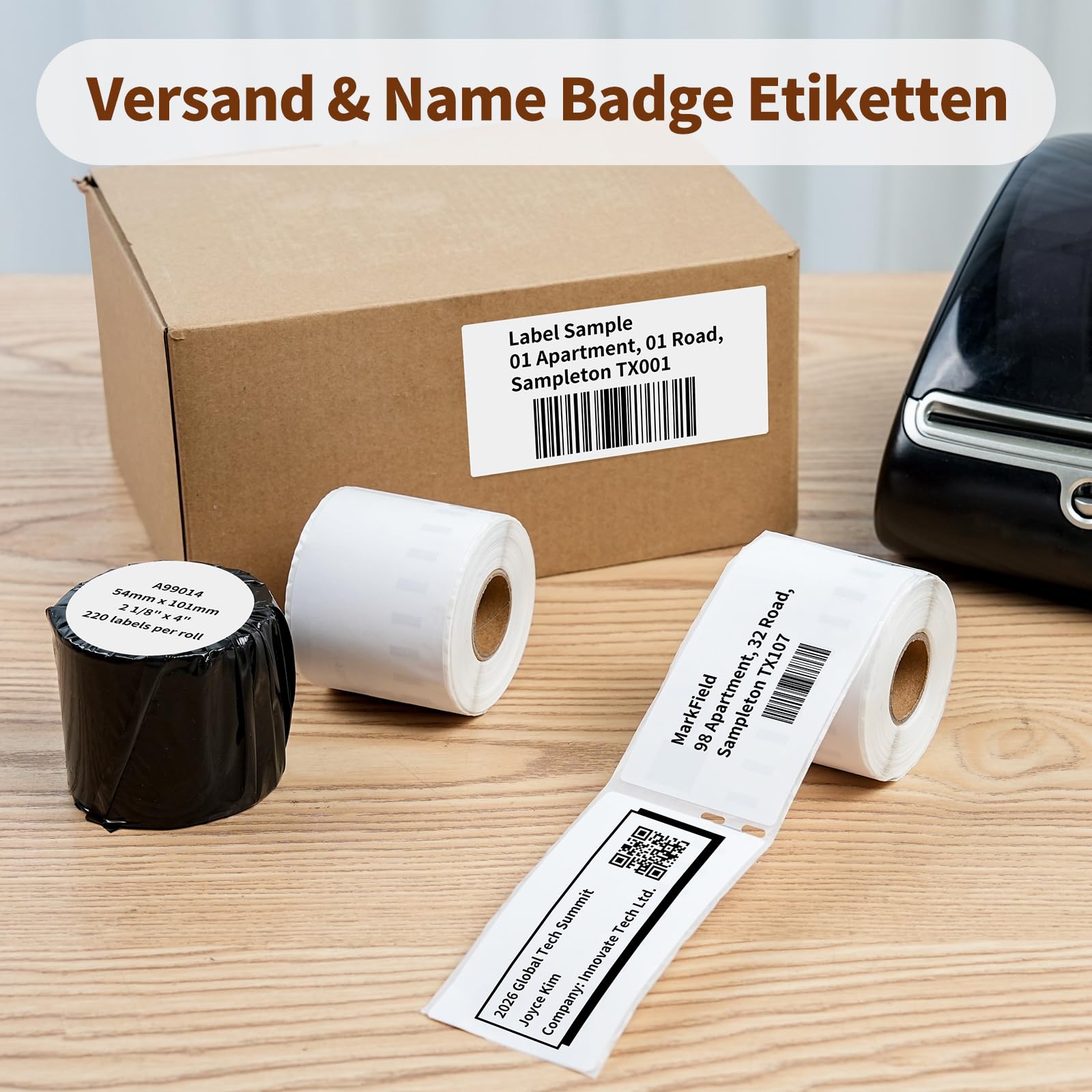 12x 99014 Compatibile con Dymo LabelWriter Carta per Etichette 54mm x 101mm