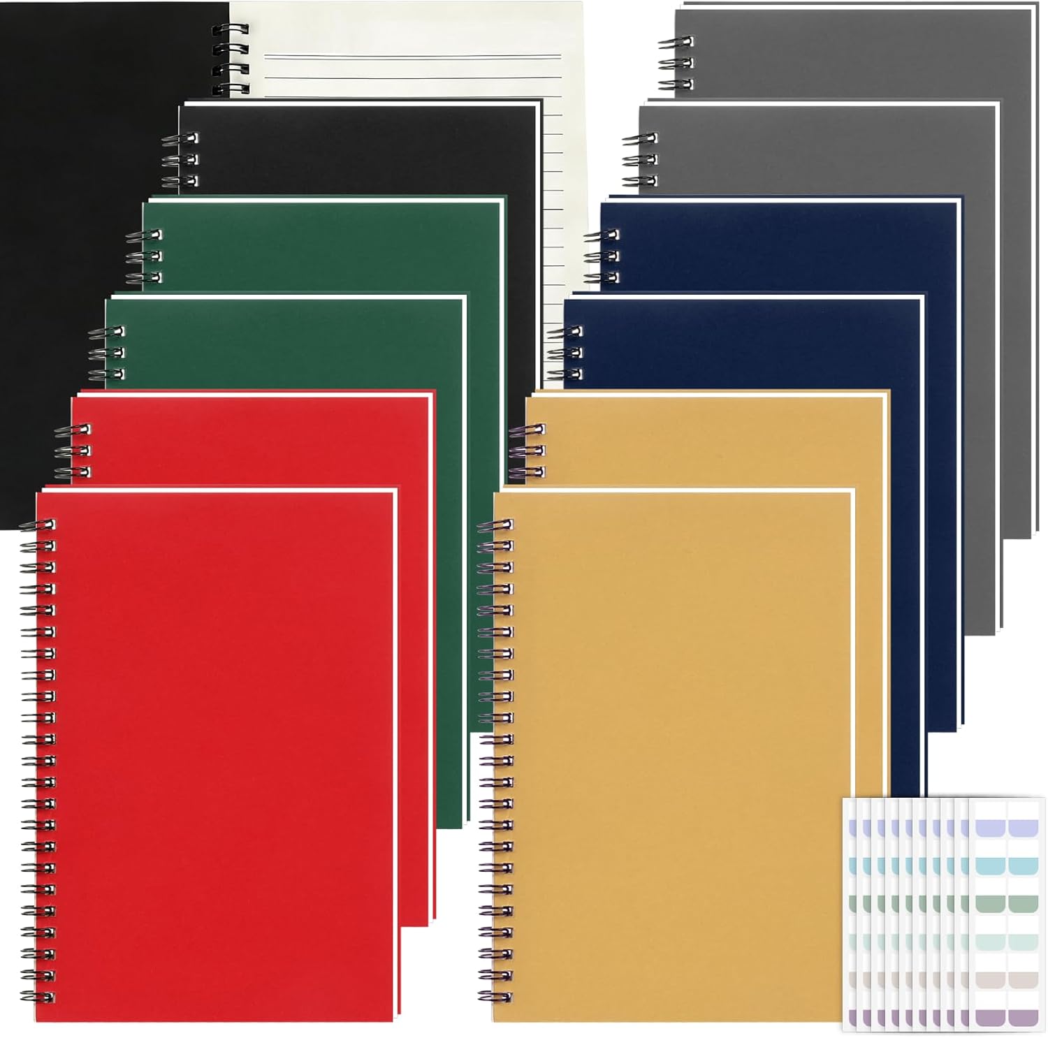 Retainbre 12 Pack Small Spiral Notebook College Ruled 8.26x5.50 Inches Spiral Journal with 120 Lined Pages Kraft Cover A5 Notebooks for Work Office School Students Note Taking