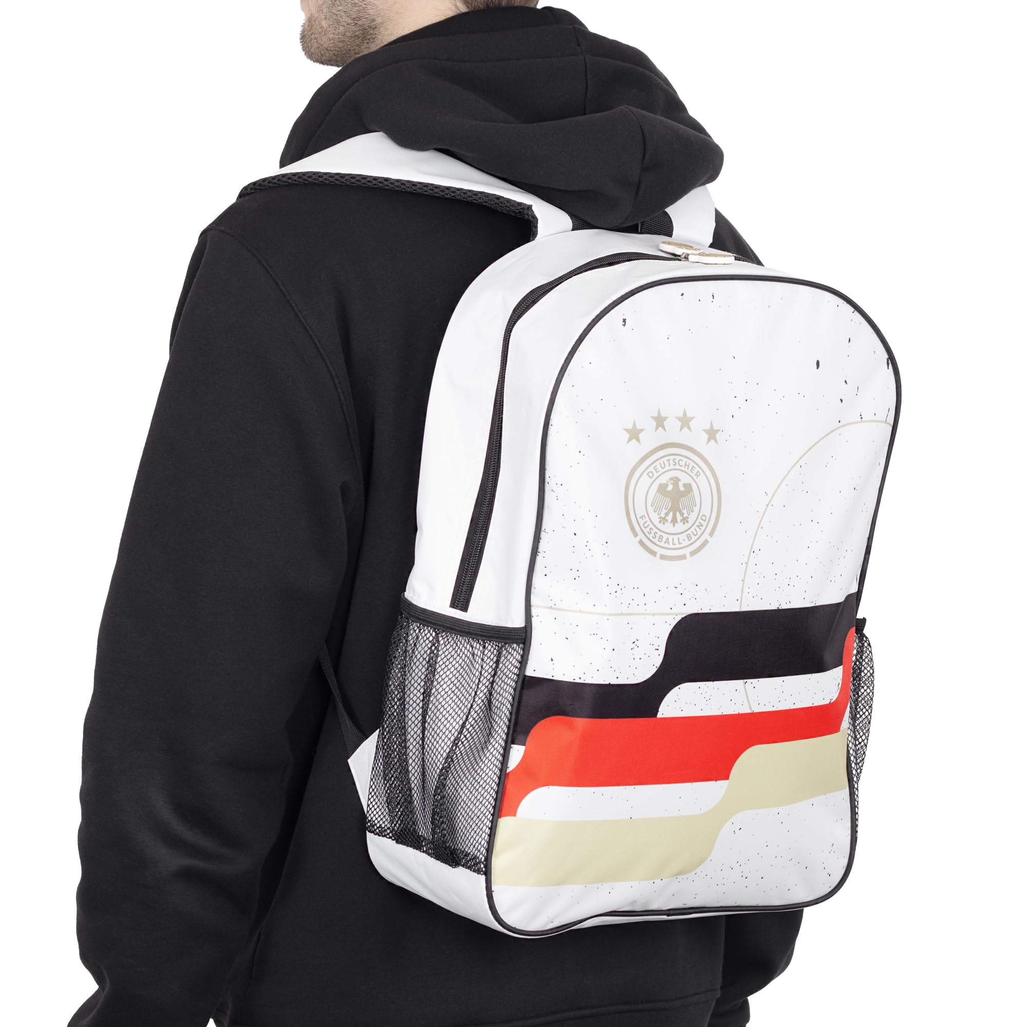 Offiziell Lizensierter DFB Rucksack – Retro-Design Fußballtasche mit Logo-Reißverschluss – Ca. 19L Kapazität Sportrucksack für Schule, Fitnessstudio & Reisen (44cm x 33cm)