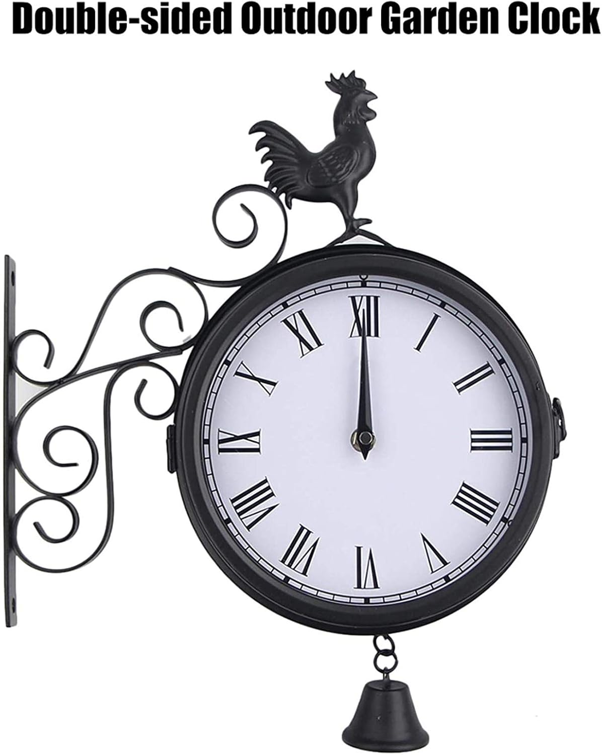 Wall Clocks Bracket Clocks Outdoor Garden Double Sided Clock Waterproof Outdoor Clock Non-Ticking Decorative Clock for Home Decor