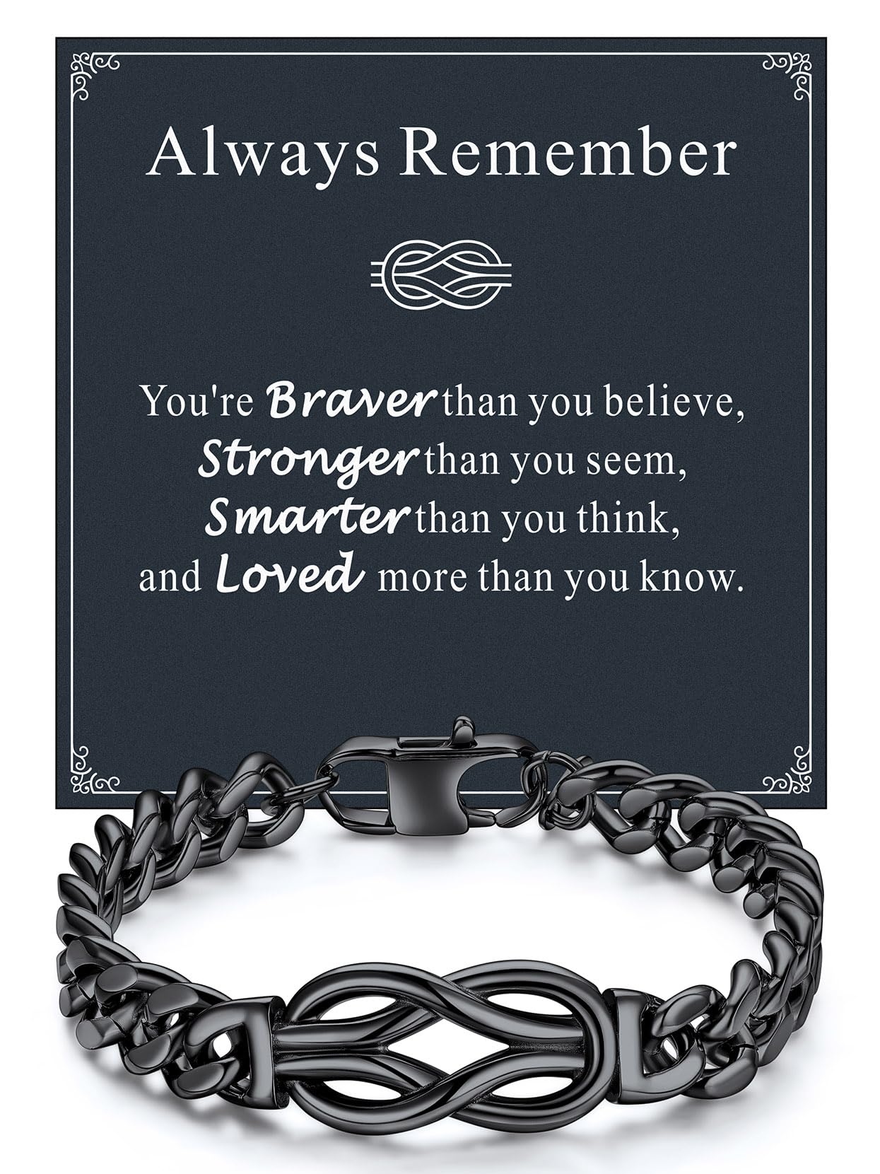 Richsteel Love Kont Bracelet Gift for Men Stainless Steel Infinity Bracelets Love Link Forever Promise Gifts for Father's Day Birthday Anniversary