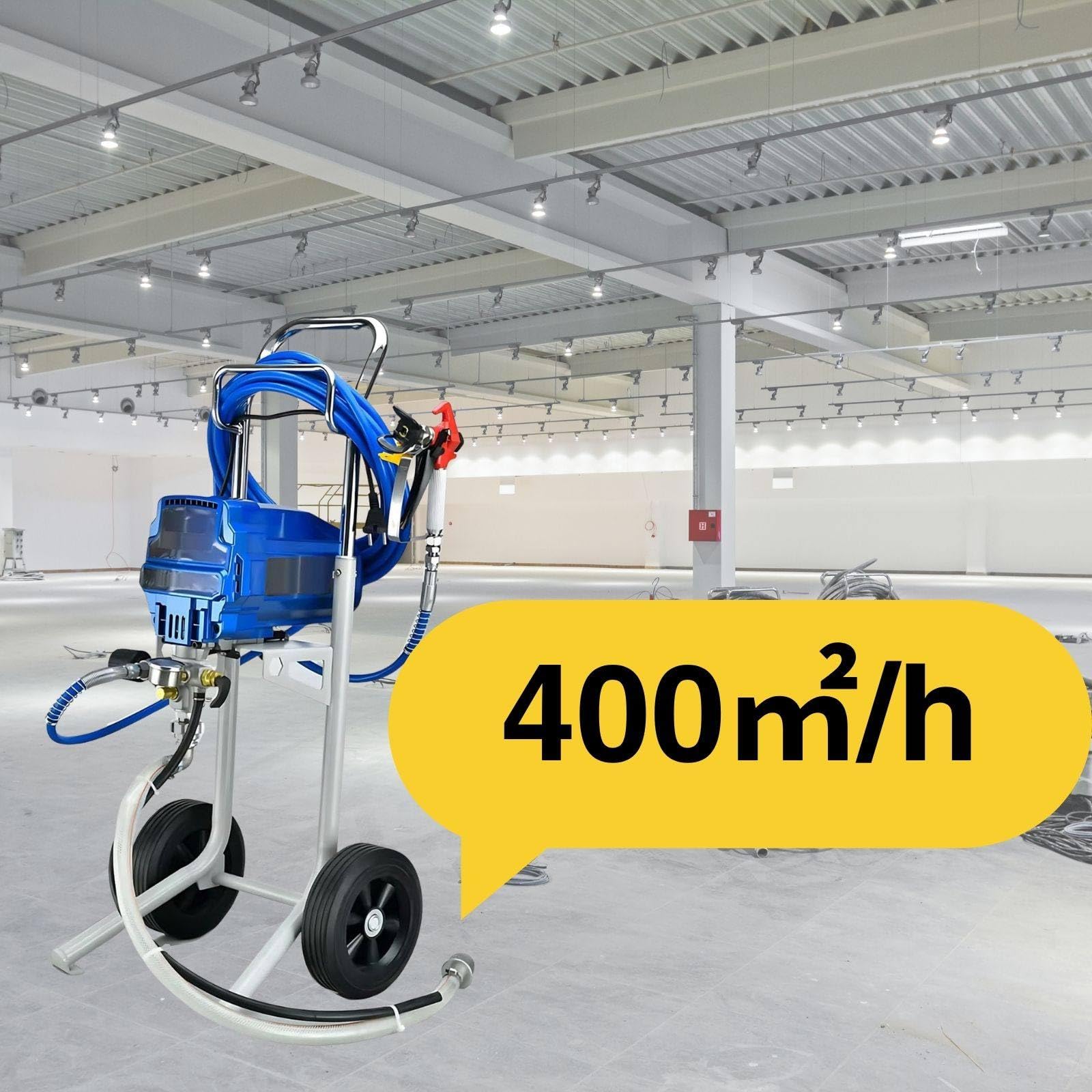 Maquina De Pintura Airless con Ruedas para DIY Propietarios Manitas 1800W Manguera 5m 400㎡/h con Presión Ajustable