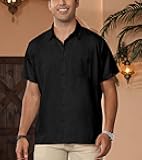 Casual Button Shirts for Men: Summer Solid Color Beach Short Sleeve Clothes