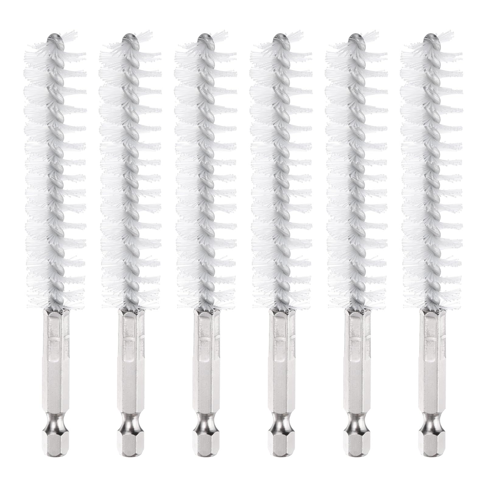PATIKIL 12mm Dia Bore Brush, 6Pcs Nylon Twisted Wire Cleaning Brush Pipe Cleaner with 1/4 Inch Hex Shank for Tubes Ports