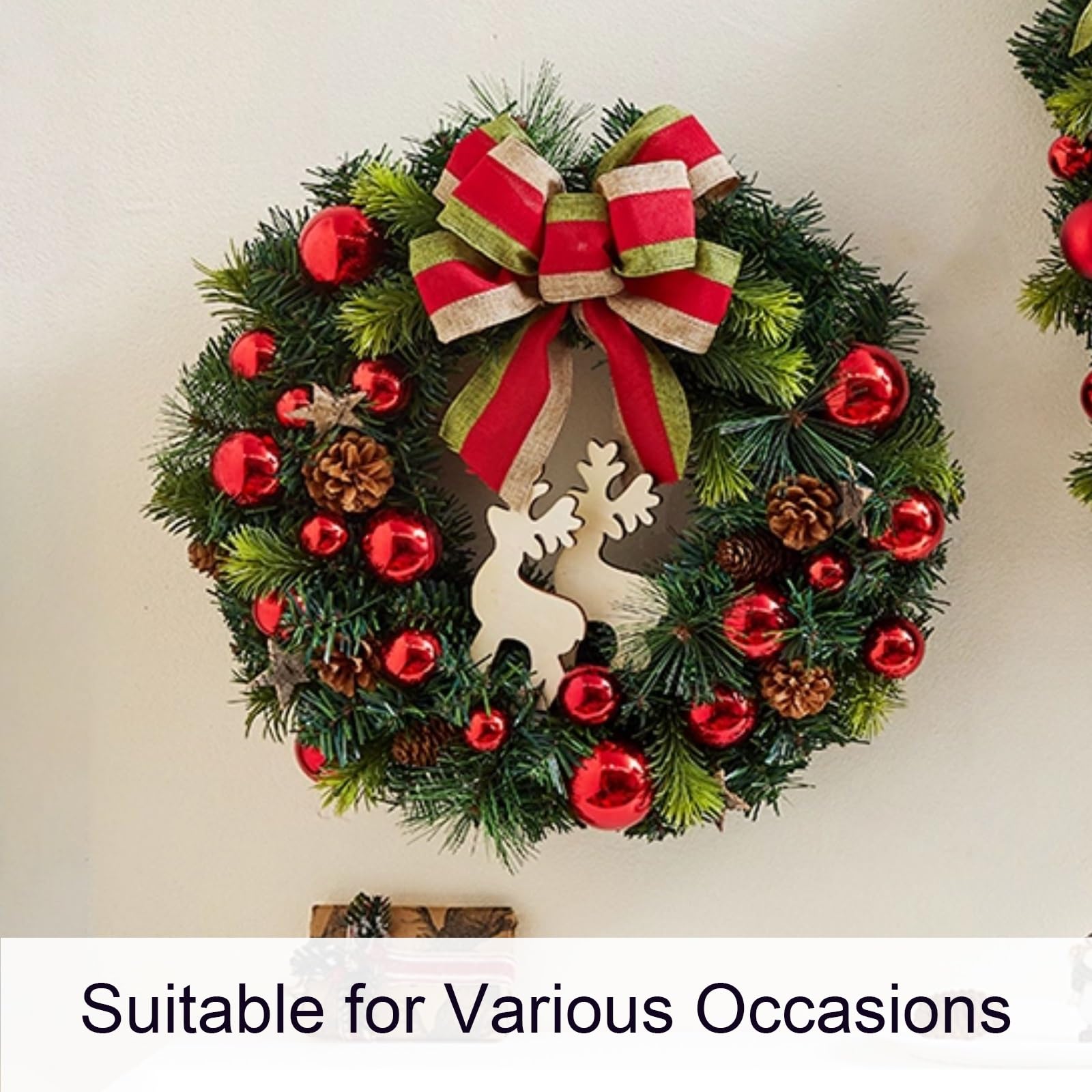 Couronne de Noël pour Porte, Couronnes de Noël Artificielles, Décorations de Porte à Suspendre, pour Portes, Murs, Fenêtres, Tables(Small)