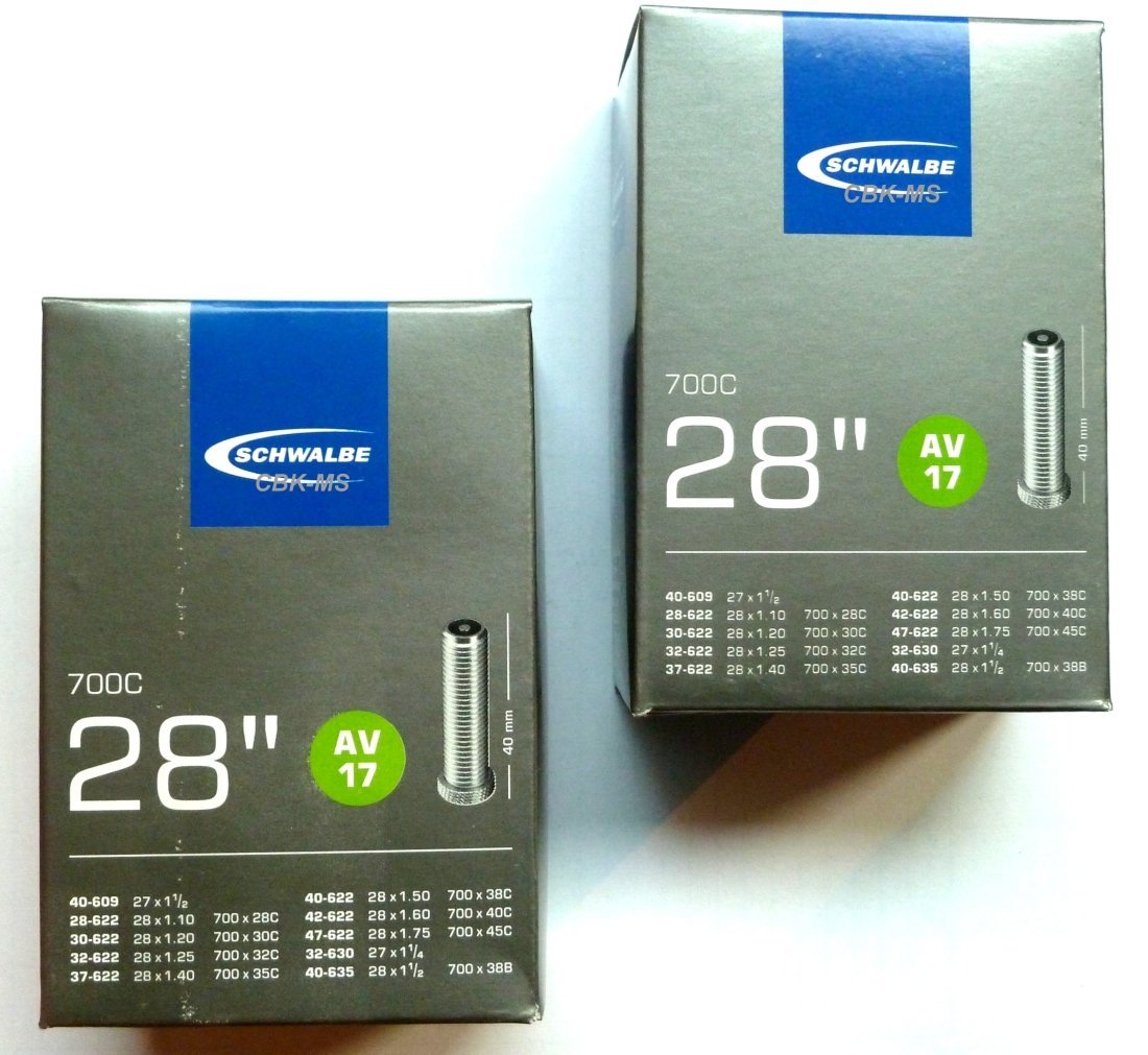 AVVS Tech 2 Camere D'Aria 28 X 1.2-1.75 Con Valvola Auto 40mm | Per Bici Da Strada, Trekking E Città + 2 Leve E Coprivalvole Luminosi