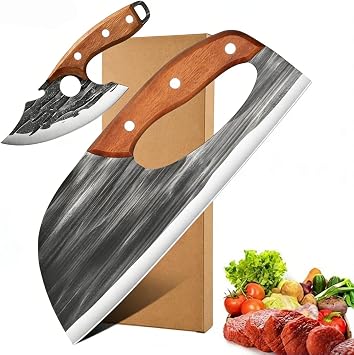 Cleaver Knife Set, 2 PCS Effort Saving Hand Forged Kitchen Knife