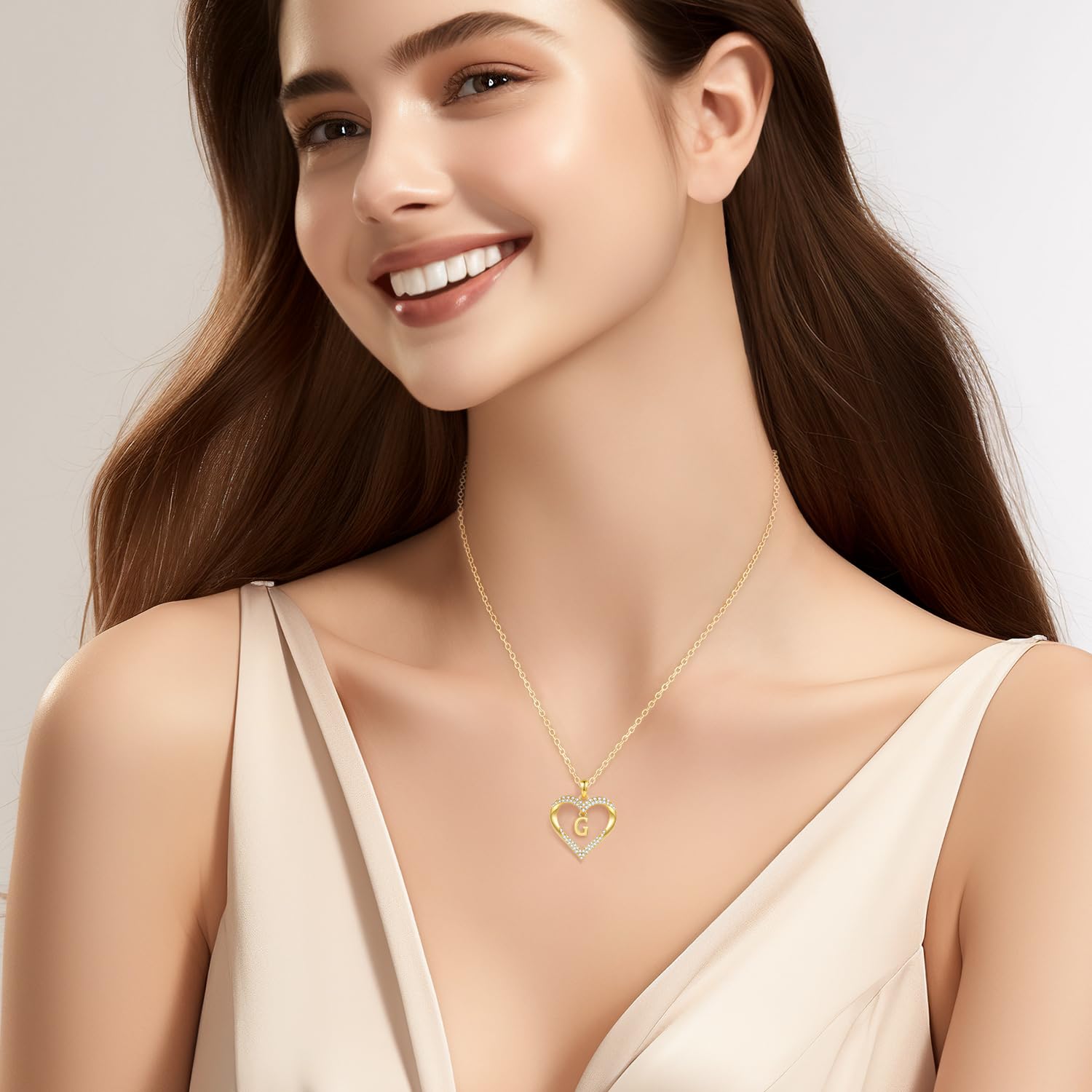 CDE Collana da donna placcata in oro 18 carati, con ciondolo a forma di cuore iniziale, per donna, A-Z, personalizzata, regalo di compleanno per adolescenti, ragazze, donne, fidanzate, San Valentino,
