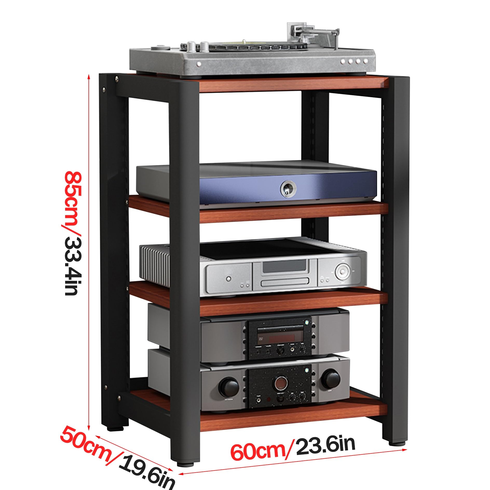 Generico Supporto multimediale AV - Mobile Stereo in Legno a 2/3/4/5 Ripiani per Console per Videogiochi, scaffalatura Audio-Video, scaffale per Dvd Hi-Fi, Supporto per TV e proiettore, ripiano Porta