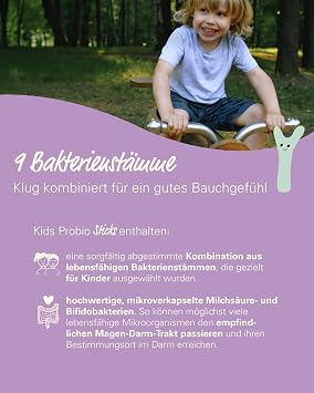 wowtamins Kids Probio – Leckere Direktsticks mit 9 ausgewählten Darmbakterien-Kulturen (30-Tage-Vorrat) für eine gesunde Darmflora – Nahrungsergänzungsmittel für Kinder ab 4 Jahre