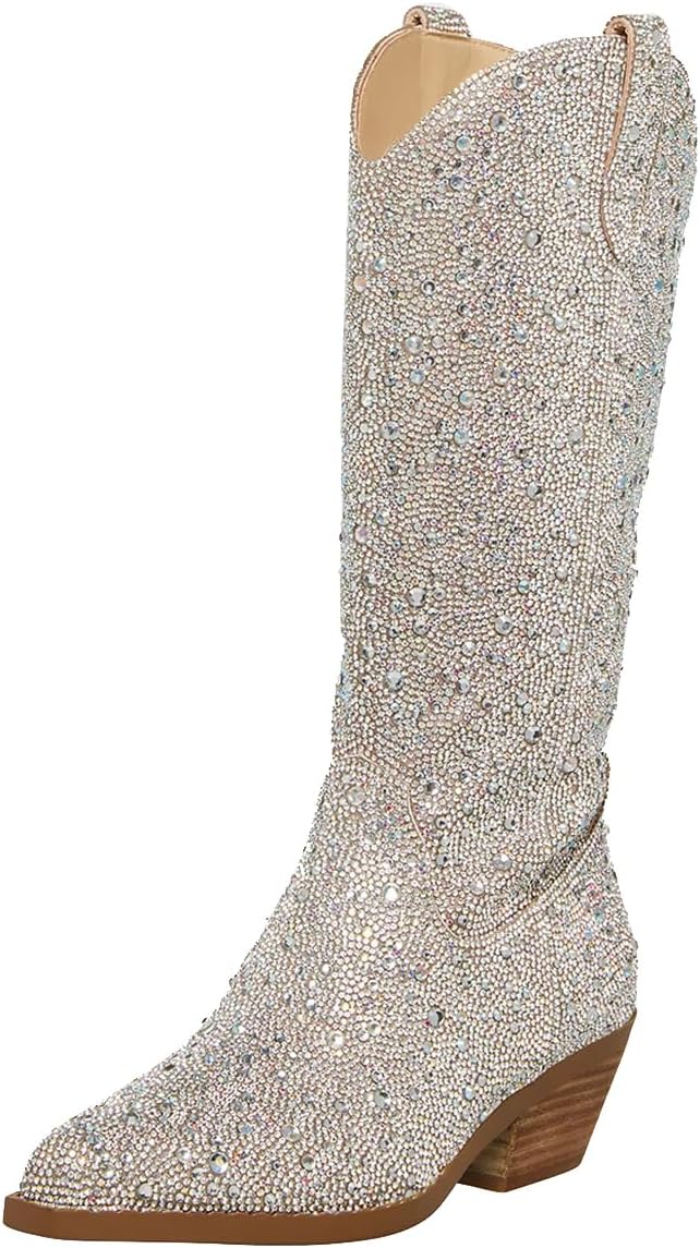 LOCERICH Women Cowboy Boots - Sparkly Glitter Design