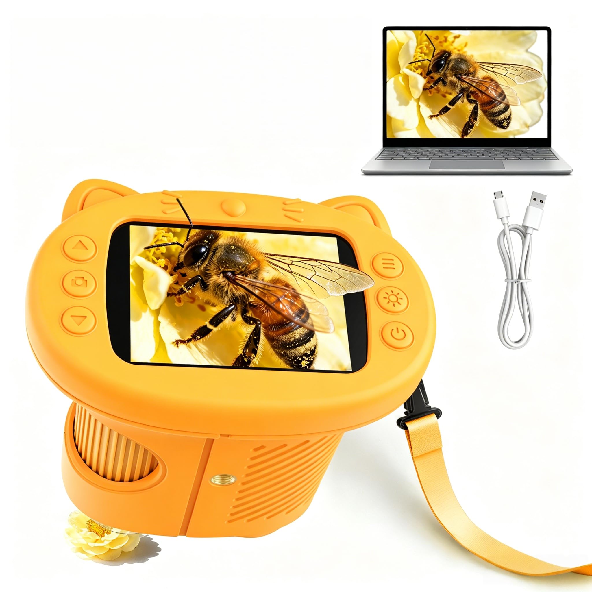 Kids Microscope Handheld Digital 1000X Zoom, Mini Pocket Microscope with 2.4" HD Screen, Portable Travel STEM Toys for 3-12 Years, Gift for Boys Girls