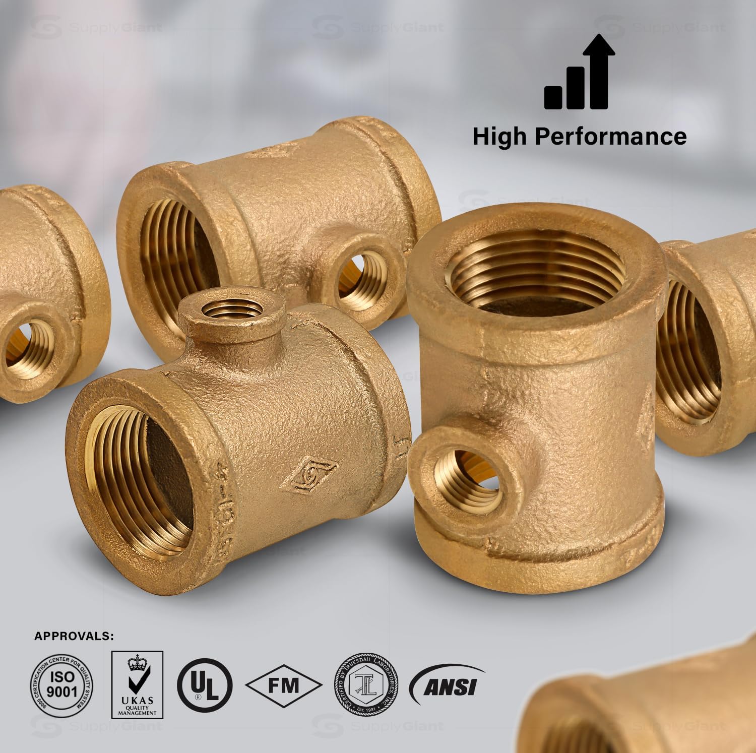 Supply Giant CSSU1001 1 in. x 3/8 in. lead-free Brass Reducing Tee Two Size with Female Threaded Connections Ends, Construction, Higher Corrosion Resistance Economical & Easy to Install, 14