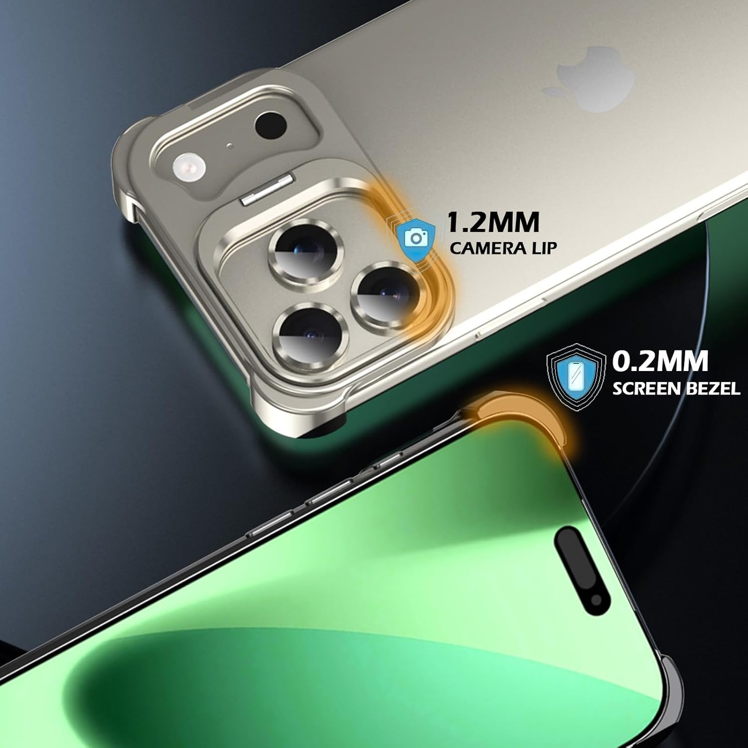 Metal Case for iPhone 17 Air, with Camera Lens Protector and Foldable Stand, Shockproof Frame Slim Fit Cover, Natural Titanium